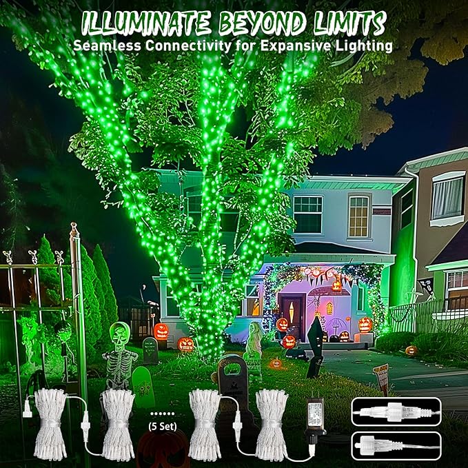 JMEXSUSS Green Christmas Lights Indoor Plug in,150 LED Connectable String Lights Outdoor, 59ft 8 Modes Green | Lumora