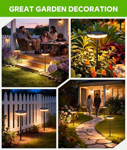 LETMY Solar Pathway Lights Outdoor, 8 Pack Metal Solar Path Lights, Auto On/Off Waterproof Garden Lights for Landscape, Patio, Yard & Driveway