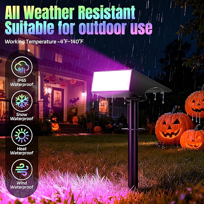 Solar Spot Lights Outdoor Color Changing, [7 Mode/2 Pack] Christmas Landscape Spotlights, Solar Lights Outdoor | Lumora