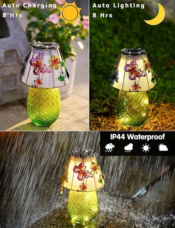 Butterfly Solar Garden Lights Outdoor Decor - Waterproof Tabletop Solar Lamp - Cordless Table Lamps for Garden | Lumora