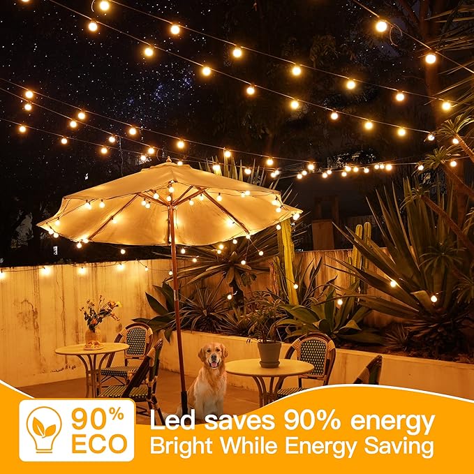 Ollny 25FT Outdoor String Lights, Waterproof Connectable Shatterproof Outside Light with 13 Edison + 1 Spare LED | Lumora