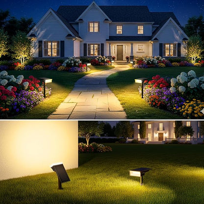 Consciot Solar Lights Outdoor Waterproof, 3000/5000/6500K Solar Spot Lights, Adjustable 170° Garden Lights for Outside Yard Landscape Lighting Pathway Halloween, IP65, Auto On/Off, 4 Pack, WS002UCW