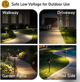 Gardenreet Low Voltage Landscape Path Light, Solid Brass Pathway Light IP65 Waterproof, Hat Shaped 12V Wired, Black | Lumora