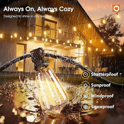 addlon 400FT(50FT*8) Outdoor String Lights with Remote,Waterproof Patio Lights ETL Listed with Shatterproof Dimmable ST38 LED Bulbs Connectable Outdoor Lighting for Backyard Bistro Garden Bistro