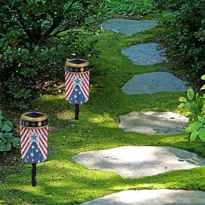 Star American Flag Garden Stake Light, Solar Lights for Cemetery Grave,Solar Pathway Lights Outdoor,Lawn Yard Patio Garden Decor