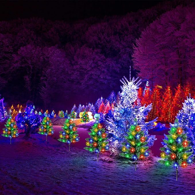 Homeleo 6-Pack Solar Small Christmas Trees for Outdoor Decorations, 120 LED Artificial Prelit Christmas Tree, Solar | Lumora