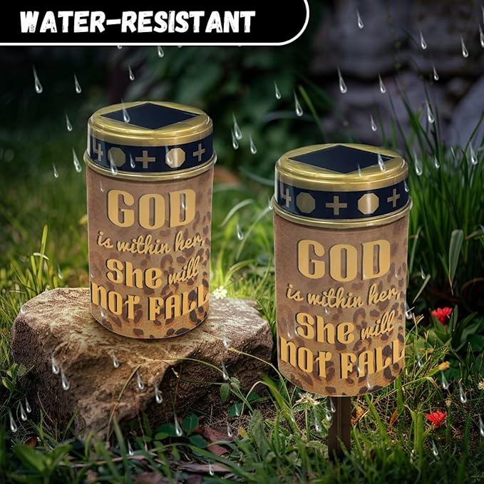 Solar Garden Lights Leopard Print Cemetery Decorations for Grave with Dusk to Dawn Sensor Solar Lights for Garden Outdoor Cemetery Memorial Gifts
