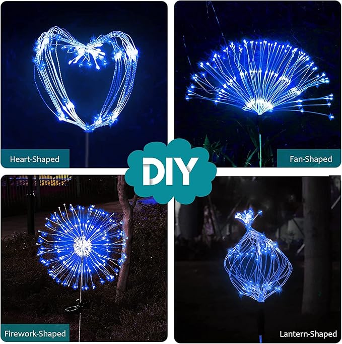 JJGoo Solar Firework Lights, 2 Pack 150 LEDs 2 Lighting Modes Solar Lights Outdoor Waterproof for Garden Patio | Lumora