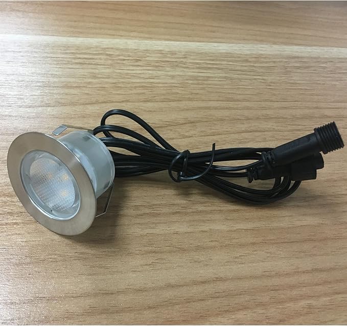 Low Voltage LED Deck Lighting Kit Stainless Steel 1W Waterproof Outdoor Yard Garden Decoration Lamps Landscape Pathway Patio Step Stairs Warm White LED In-ground Lights, 6pack