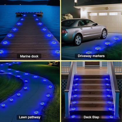 T-SUN Solar Deck Lights, Waterproof 1200mAh Driveway Lights Solar Powered Outdoor 12 LED Aluminum Driveway Dock Lighting Step Light for Sidewalk Garden Pathway Stair Ground Yard -24 Pack