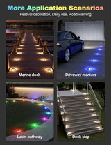 VOLISUN Solar Driveway Dock Deck Markers Marine Lights 8 Pack,9 Colors in 1 Led IP67 Waterproof Outdoor Warning | Lumora