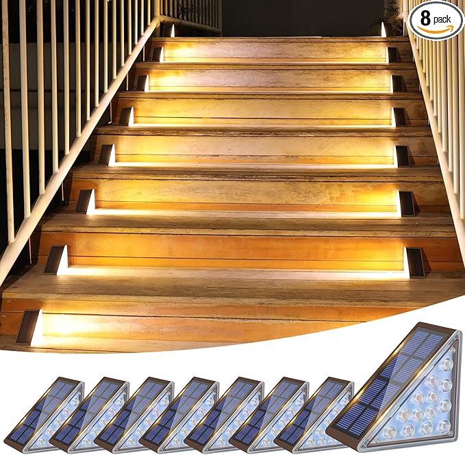 VOLISUN Solar Step Lights Outdoor Waterproof, LED Outdoor Stair Lights, Solar Step Light for Outside, Deck Light | Lumora