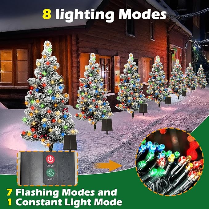 2.9FT Solar Christmas Tree Lights Outdoor Waterproof, 100LED 8 Lighting Modes Large Pine Cones & Berries Outdoor Christmas Tree, Christmas Decorations Outdoor for Holiday Courtyard Grave Decor