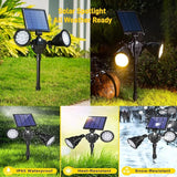Solar Spot Lights Outdoor Waterproof, Double Head Adjustable Bright LED Solar Motion Sensor Lights for Outside | Lumora