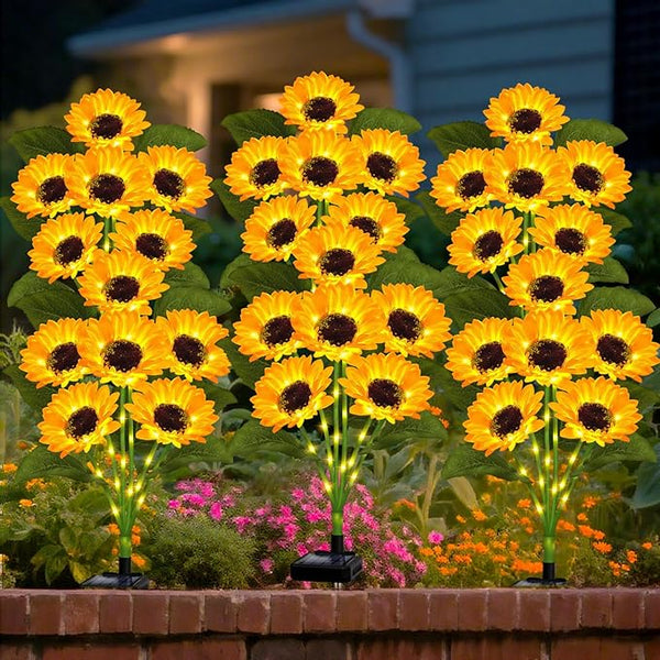 Solar Garden Lights Outdoor, 6 Pack Sunflower Lights with 36 Real Looking Flowers, Waterproof Summer Garden Decor | Lumora