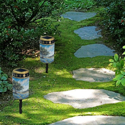 Blue Floral Solar Lights Outdoor Solar Garden Lights Pretty Stake Lights Pathway Decorative for Yard Patio Driveway Landscape Lighting Outdoor Lantern Wall Light Auto On/Off