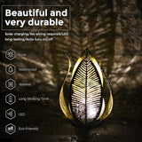 Solar Garden Lights Waterproof Decorations,Crackle Globe Glass,Metal Palm Leaf Solar Lights for Outdoor Decor On | Lumora