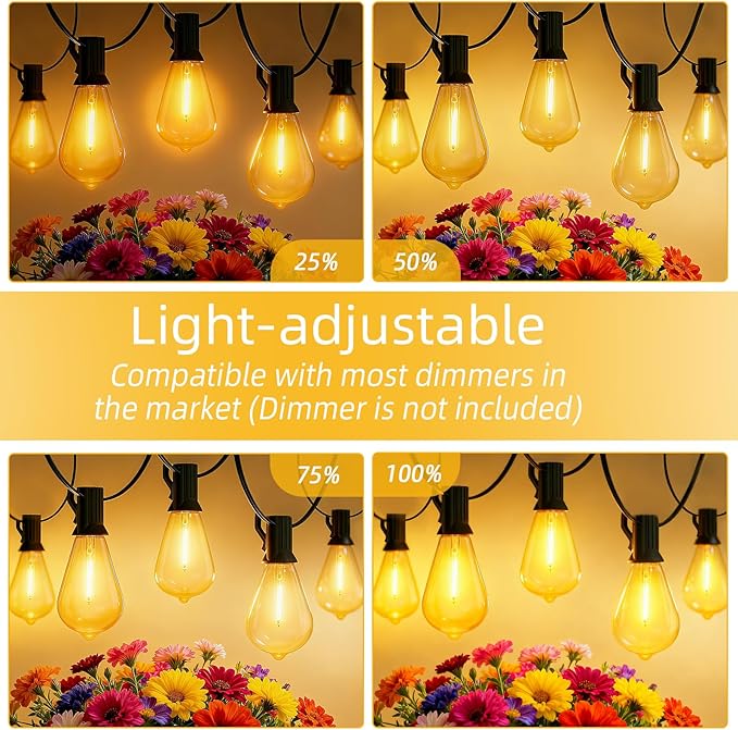 50FT Outdoor String Led Patio Lights 15M Outside Waterproof Light with ST38 Shatterproof Bulb Connectable Hanging | Lumora