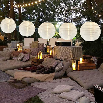25 FT White Lantern String Lights, Chinese Lanterns with 10 LED G40 Light Bulbs, Plug-in Outdoor String Lights for Wedding Home Party Patio Garden Porch Backyard Cafe Decor