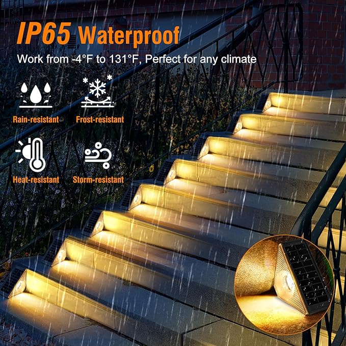 Solar Stair Lights Outdoor Waterproof, 3 in 1 Solar Step Lights for Outside, Dusk to Dawn Step Lights Solar | Lumora