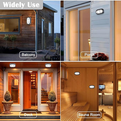 Outdoor LED Bulkhead Light Worked as Outdoor Flush Mount Ceiling Light, Wall Lantern, 6W 520Lumens 5000K Daylight, Dimmable, Aluminum Housing, Black 2 Pack