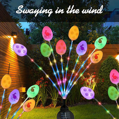 2 Pack Solar Easter Egg Light Outdoor Garden Pathway Solar Stake Light Colorful Eggs Swaying Firefly Light Waterproof Spring Yard Lawn Decor