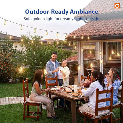 addlon 100FT(50FT*2) LED Outdoor String Lights with Remote Waterproof Patio Lights with Shatterproof ST38 Replaceable Bulbs, Dimmable Outside Hanging Light Connectable for Porch, Backyard, 2200K