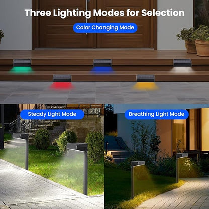 Bright Solar Pathway Lights Outdoor, 12 Pack Solar Powered Garden Lights, Warm White/7 RGB Color Glow, Waterproof, Adjustable Angle, Perfect for Gardens, Yards, Pathways, Driveways