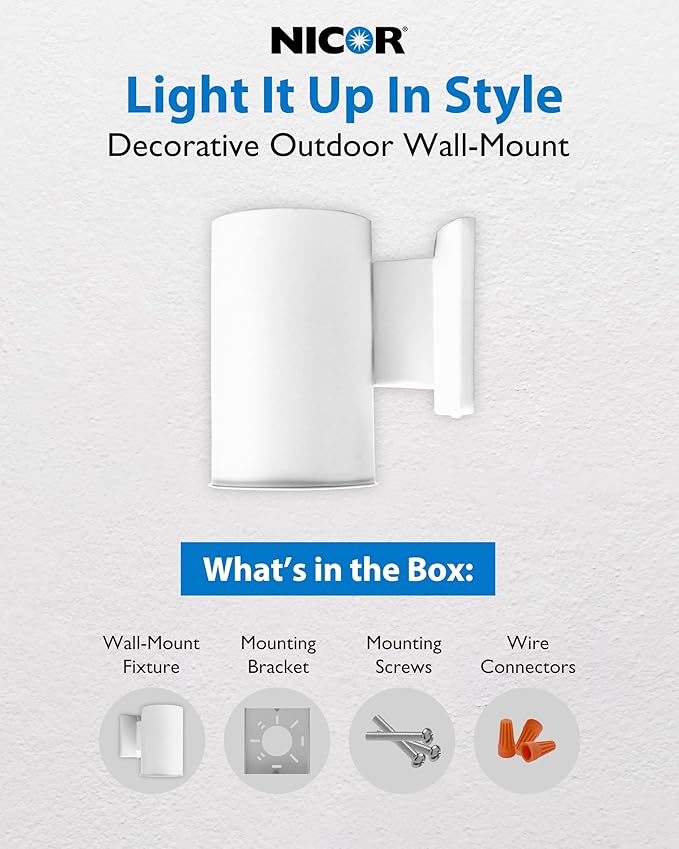 NICOR Lighting 7 inch Decorative White Wall Mount Down Light (50101WH) | Lumora