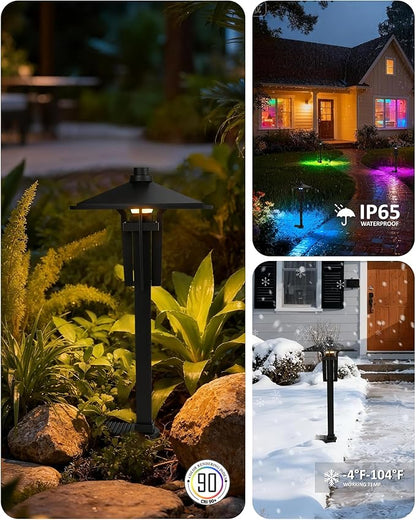 RGB Pathway Lights Low Voltage, 5W 12V Waterproof Wired LED RGB Color Changing Low Voltage Landscape Lighting for Outdoor Pathway Path Walkway Garden of Christmas, Heavy Duty, Black, 1PK