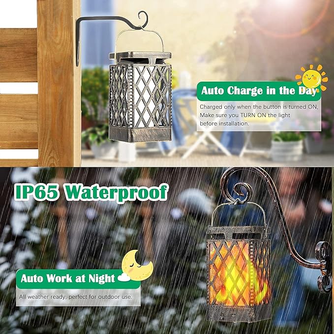 TomCare Solar Lights Outdoor Flickering Flame Solar Lantern with Upgraded Bright Solar Pathway Lights | Lumora