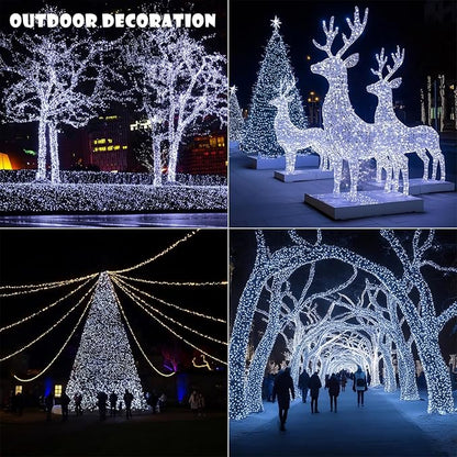 Solar String Lights for Outside,100FT 300 LEDs Solar Fairy Lights,Waterproof 8 Modes Button Outdoor String Light for Patio Garden Backyard Tree Wedding Christmas,Silver Wire,Cool White