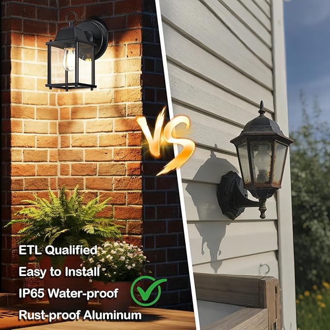 LIT-PaTH Outdoor Wall Lantern, Wall Sconce as Porch Lighting Fixture, E26 Base, Aluminum Housing Plus Glass | Lumora