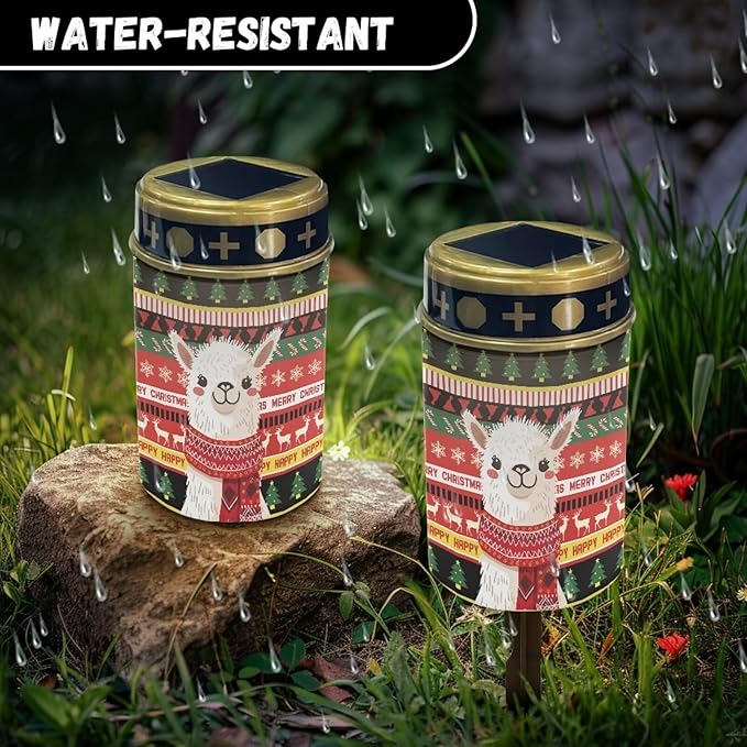 Alpaca Solar Outdoor Lights Flameless Garden Light Stake Waterproof Cemetery Solar Lights Landscape Lighting Christmas Home Decorative Lights for Patio Lawn Garden Cemetery