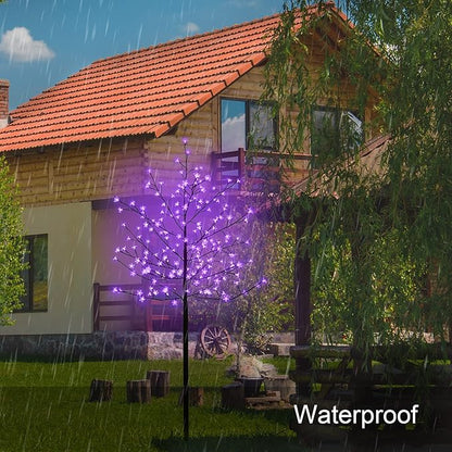 FUCHSUN 6 FT 200 LED Solar Cherry Blossom Tree Light, Lighted Garden Tree Outdoor Pathway Lights for Patio Yard Wedding Festival Home Christmas Decoration (Purple)