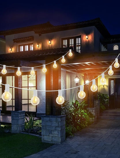 AD 25Ft Globe Led Outdoor String Lights Waterproof Shatterproof, Connectable Hanging Patio String Lights with 25 LED Plastic Clear Bulbs for Café Bistro Pergola Tents
