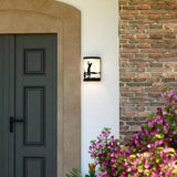 VAXCEL Links 1-Light 8 in. Wide Black Indoor-Outdoor Flush Mount Wall Sconce with Metal Golfer Cutout and Frosted | Lumora