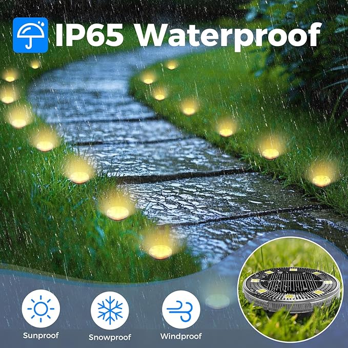 Peasur Mini Solar Ground Lights, 6 Pack Flat Solar Disc Lights Outdoor Waterproof, 2.3 Inch Small Solar Garden | Lumora