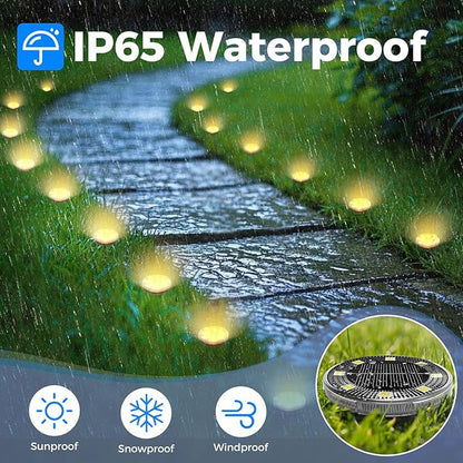 Peasur Mini Solar Ground Lights, 6 Pack Flat Solar Disc Lights Outdoor Waterproof, 2.3 Inch Small Solar Garden Lights Landscape Lighting for Outside Pathway Garden Yard Lawn Walkway,Warm White