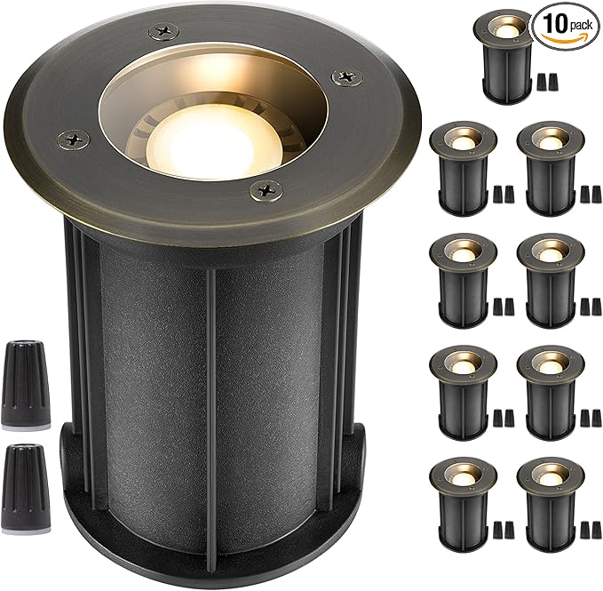 Gardenreet 12V Well Light - Brass Ip65 Waterproof Low Voltage Electric In-Ground Landscape LED - Outdoor Path Light | Lumora