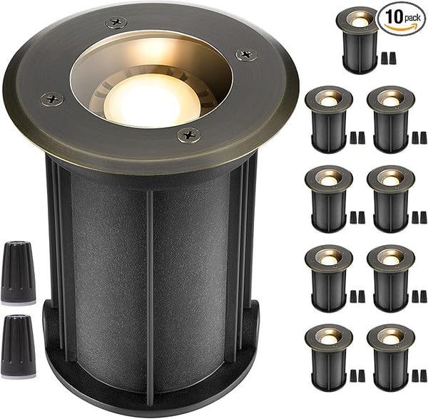 Gardenreet 12V Well Light - Brass Ip65 Waterproof Low Voltage Electric In-Ground Landscape LED - Outdoor Path Light | Lumora