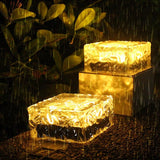 Solar Ice Cube Shaped Brick Light, 4x4x2.15 Inch Ice Cube Shaped Brick Warm White Outdoor Solar Garden Decorative | Lumora