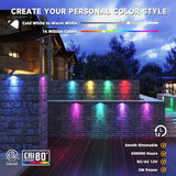8 Pack 7 Inch 5W Retaining Wall Lights Outdoor, RGBCW LED Hardscape Lighting Color Changing, Low Voltage Landscape | Lumora