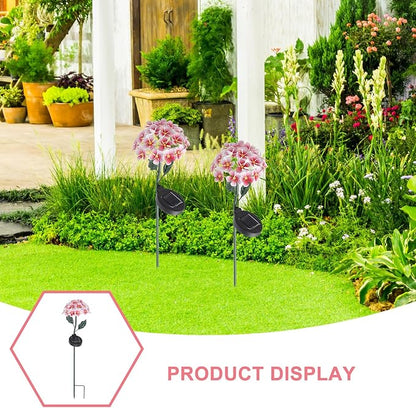 ARTIBETTER Solar Hydrangea Outdoor Lawn Stick Lamp, Red Solar Garden Path Light with Ground Stake for Patio and Yard Decoration