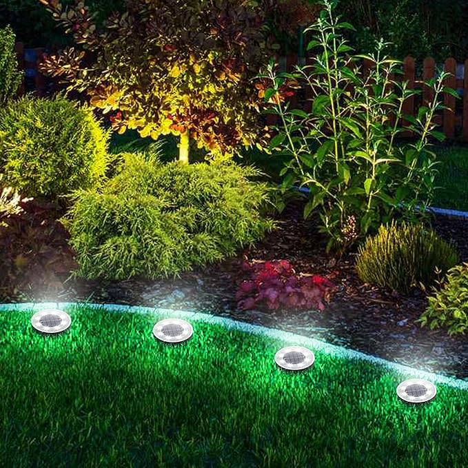 Joomer Solar Ground Lights, 8 Pack 8 LED Solar Lights Outdoor Waterproof IP68 Solar Disc Lights In-Ground Landscape | Lumora