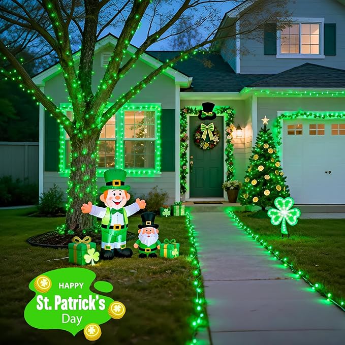 JMEXSUSS 500 LED Green Christmas Lights, 8 Modes St Patrick's Day Lights Outdoor Plug in, 173ft Green String Light for St Patrick's Day Party Xmas Tree Decorations