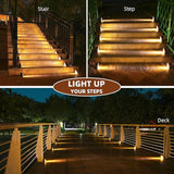 NIORSUN Outdoor Stair Lights 12 Pack, Solar Step Lights IP67 Waterproof with 13 Bright LEDs, 3000K Warm White, Auto | Lumora