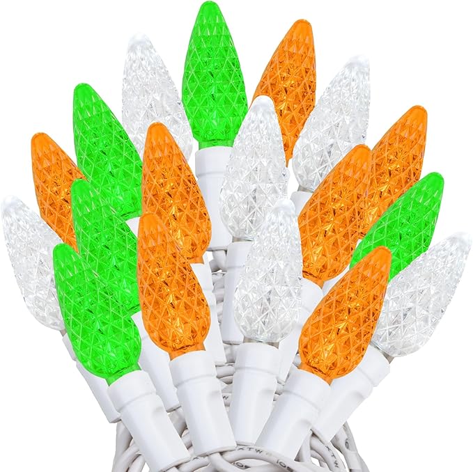 ‎‎‎Novelty Lights 24FT 70 LED C6 LED St. Patrick's Day String Lights, Outdoor Christmas Tree Commercial Grade LED | Lumora