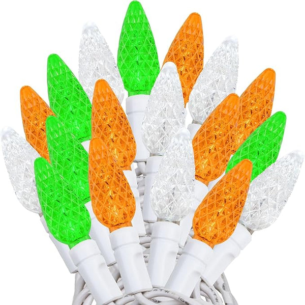 ‎‎‎Novelty Lights 24FT 70 LED C6 LED St. Patrick's Day String Lights, Outdoor Christmas Tree Commercial Grade LED | Lumora
