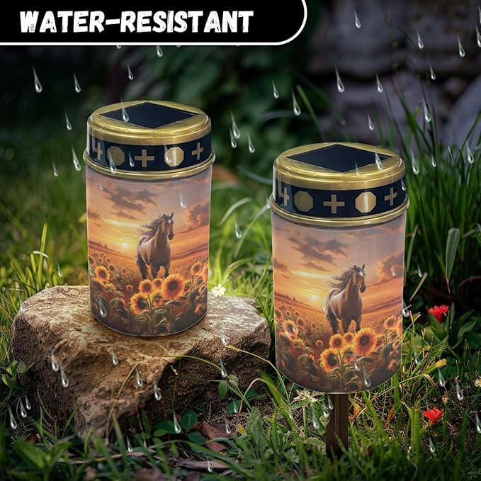 Sunflower Horse Solar Horse Lights for Outside,Solar Walkway Lights Outdoor Waterproof Solar Pathway Lights Solar Powered Lantern Landscape Lighting-Warm White